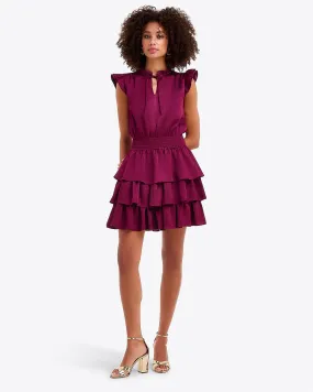 Alana Tiered Dress in Hammered Satin