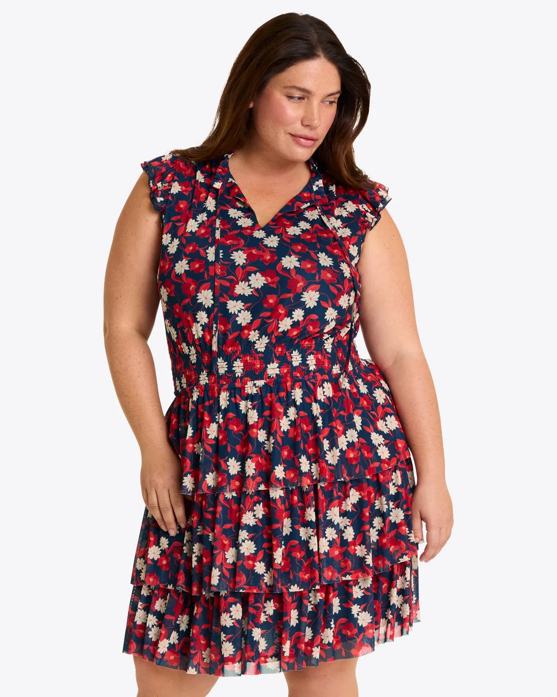Alana Tiered Dress in Stretch Mesh