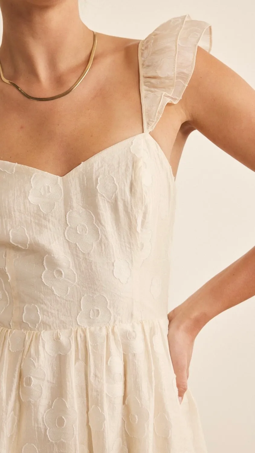 Camilla Floral Jacquard Midi Dress Off White