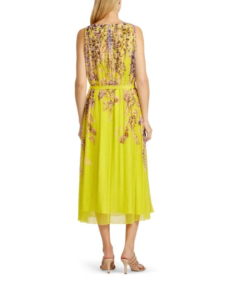 Fine Pleat Floral Print Dress