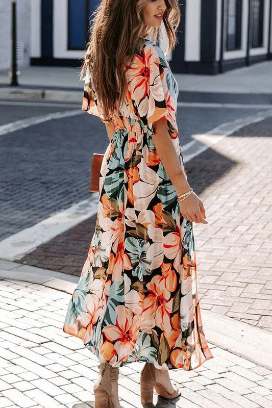 Floral Midi Slit Dress  *Online Only*
