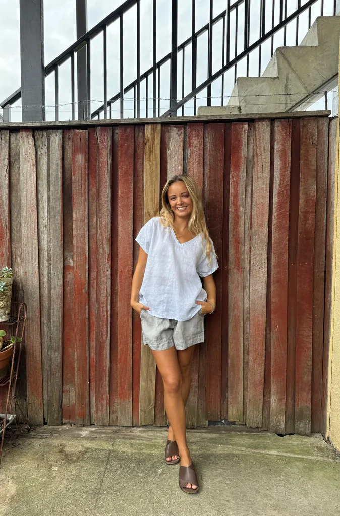 Frockk Ellie V Neck Tee in Cloud