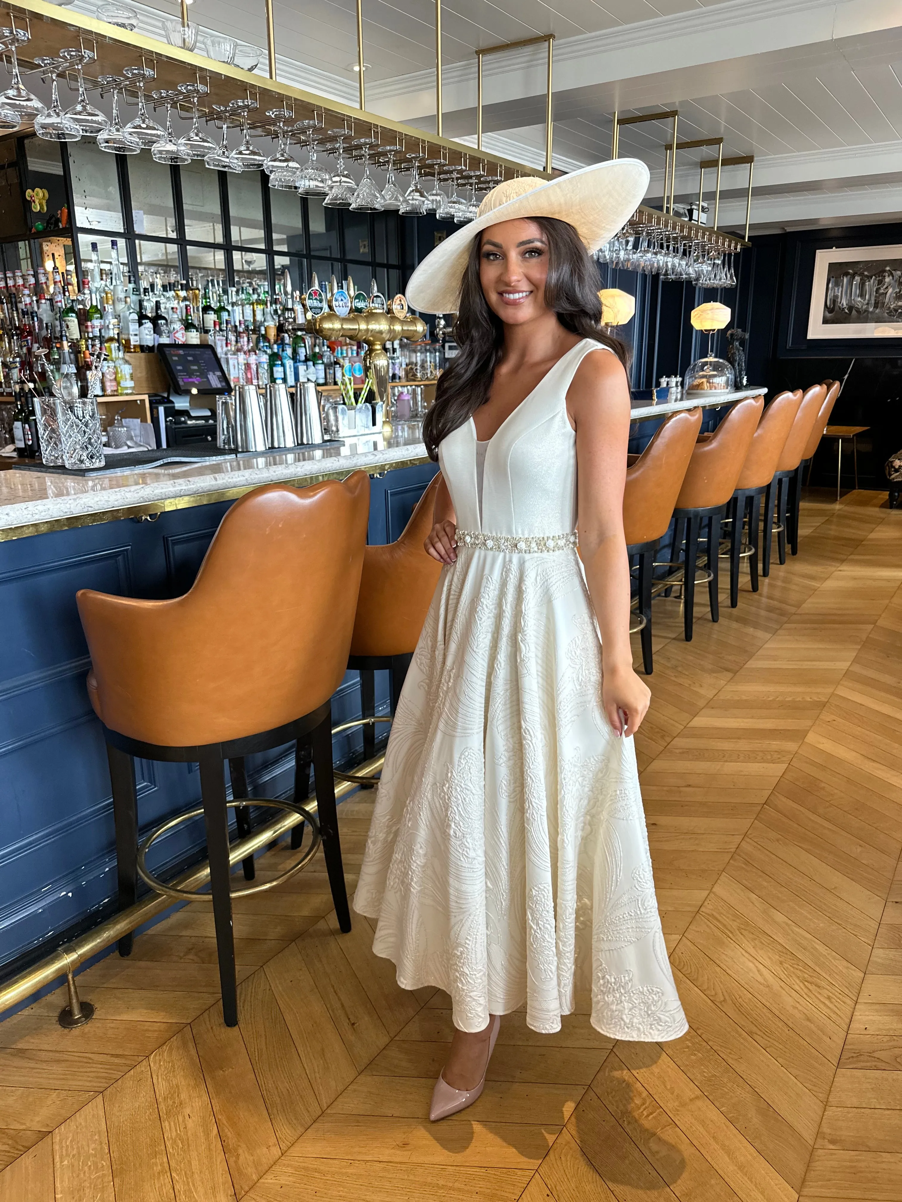 Ivory Midi Skater Cocktail Dress
