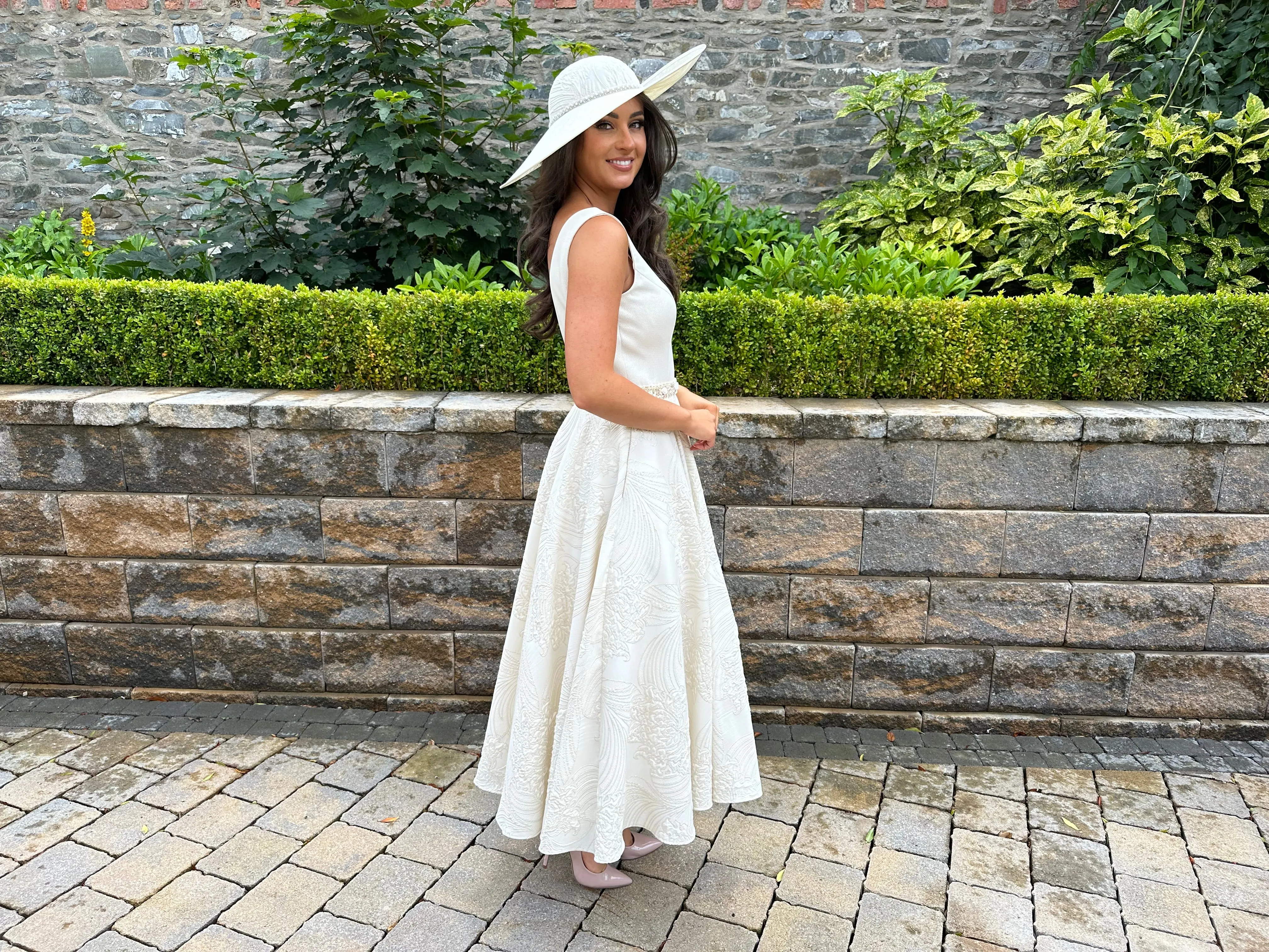 Ivory Midi Skater Cocktail Dress