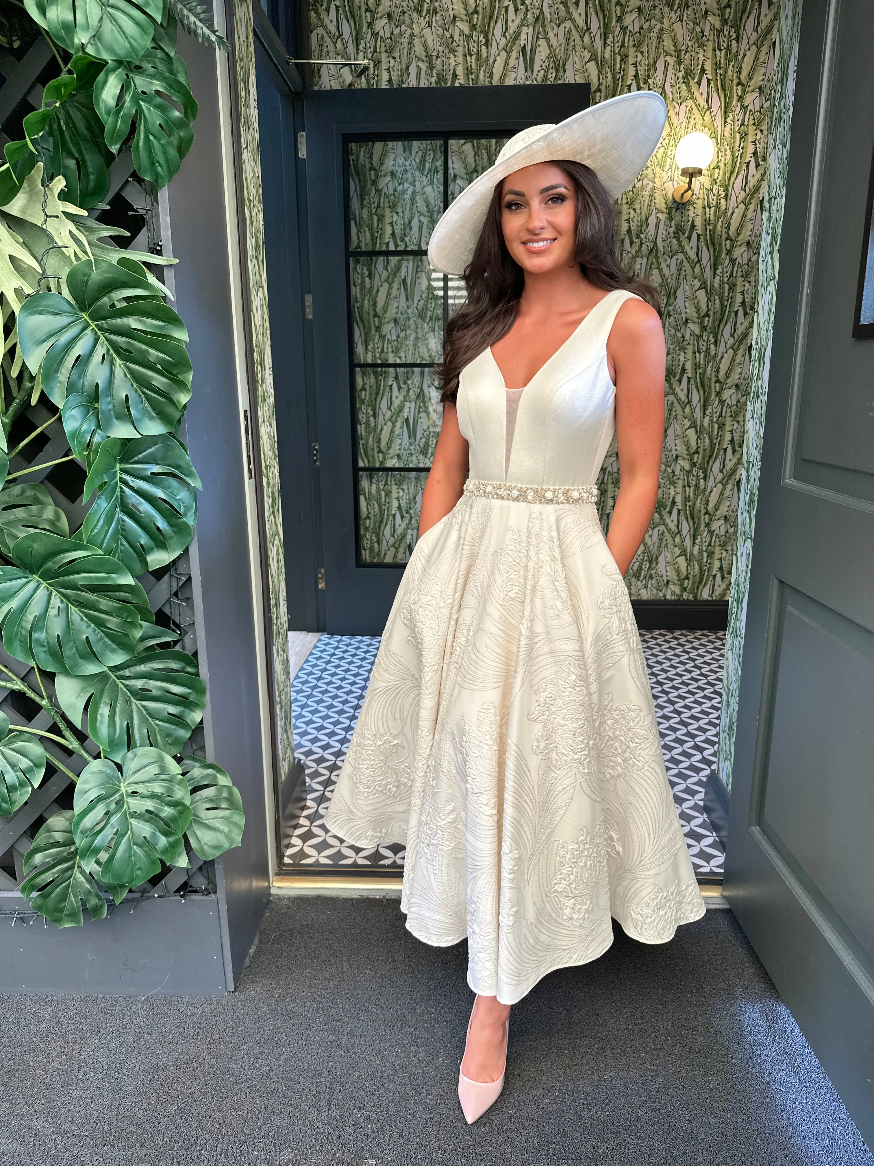 Ivory Midi Skater Cocktail Dress