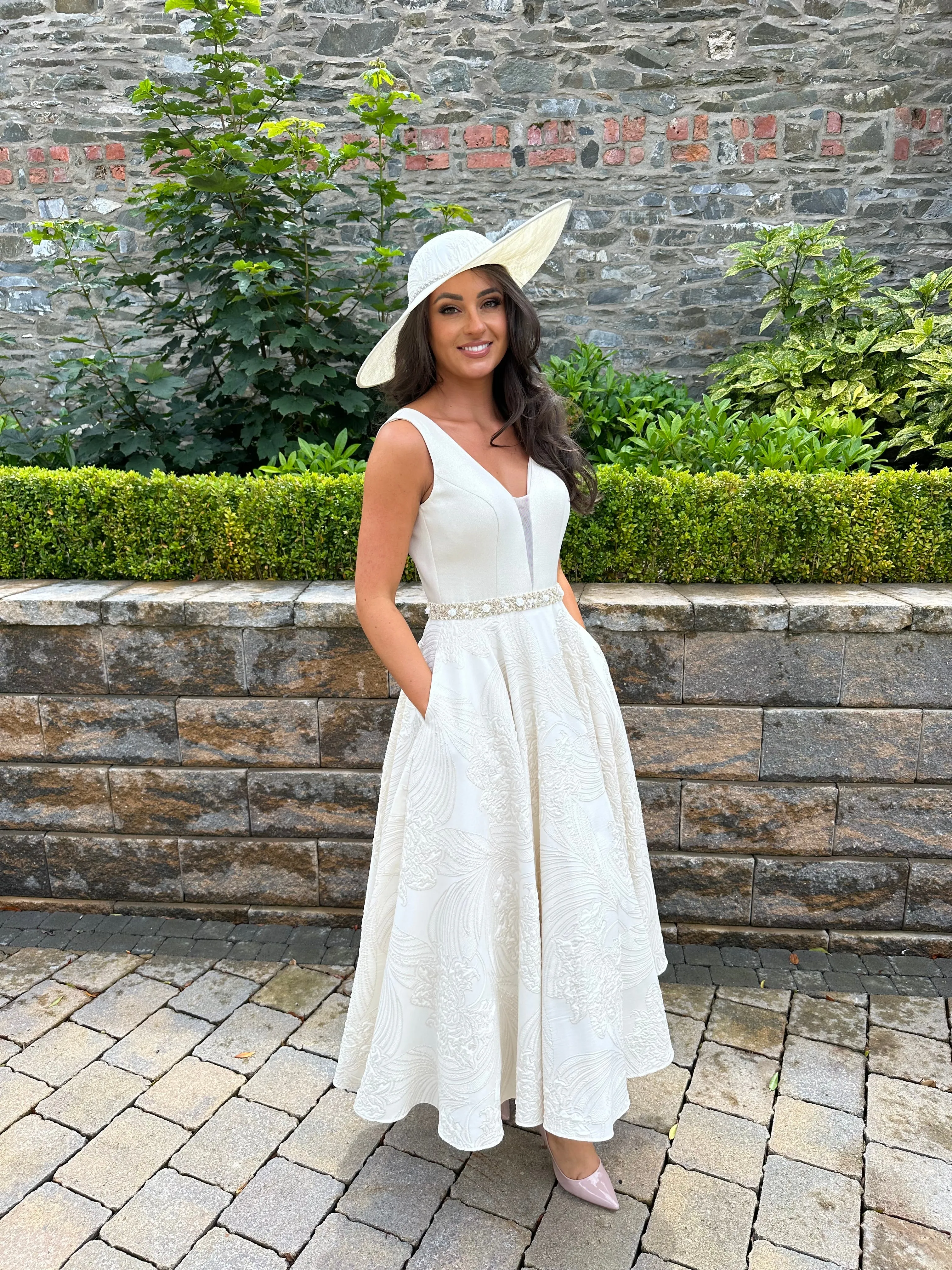Ivory Midi Skater Cocktail Dress
