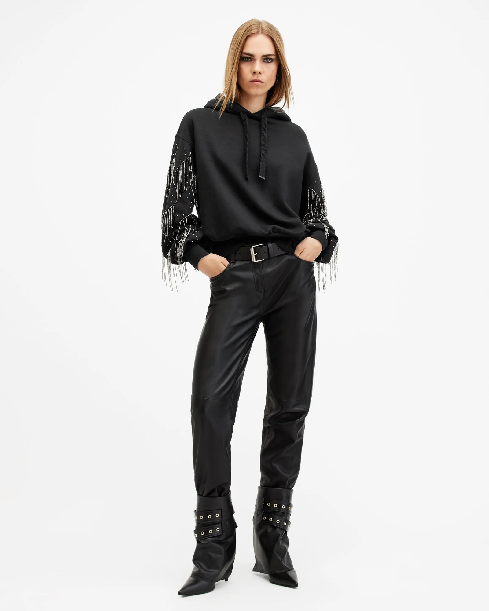 Lennon Tassel Embellished Sleeve Hoodie