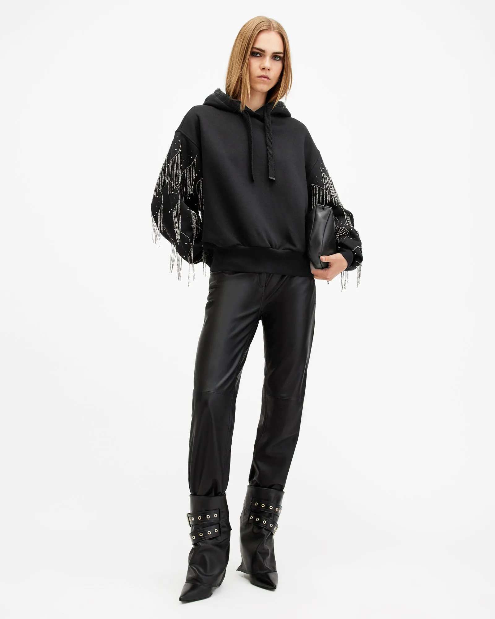 Lennon Tassel Embellished Sleeve Hoodie