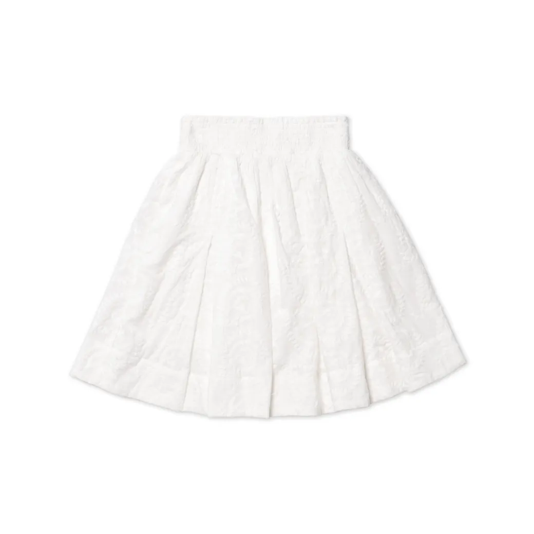 SAMPLE - Smocked Waist Skirt - White Embroidery