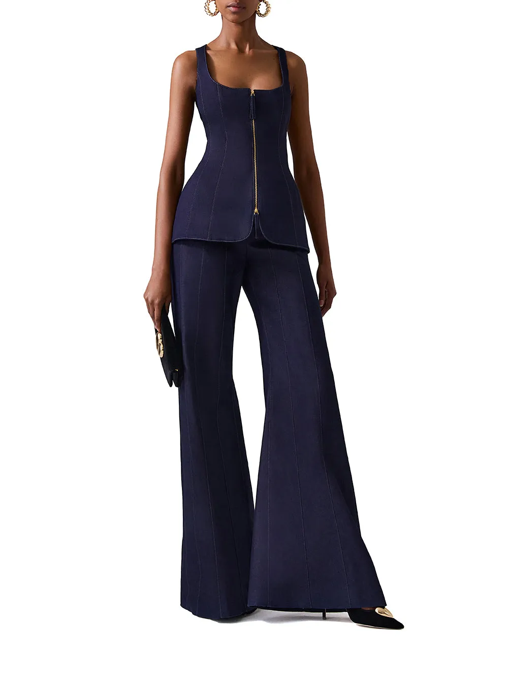 Zip-Front Denim Top